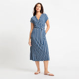 Olsen Dotted Midi Dress With Wrap Collar