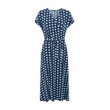 Olsen Dotted Midi Dress With Wrap Collar