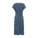 Olsen Dotted Midi Dress With Wrap Collar