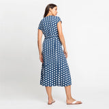 Olsen Dotted Midi Dress With Wrap Collar