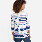 Olsen Edda Fit Strip \and Flower Print Top Purple