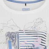 Olsen Edda Fit Topo With Placement Flower Print Off White
