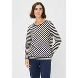 Olsen Embellished Diagonal Striped T-Shirt In Navy
