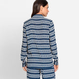Olsen Geometric Printed Shirt With Long Sleeves in Indigo
