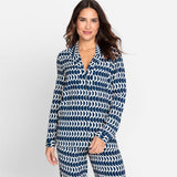 Olsen Geometric Printed Shirt With Long Sleeves in Indigo