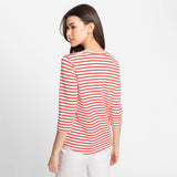 Olsen Hannah Fit V-neck Striped Top