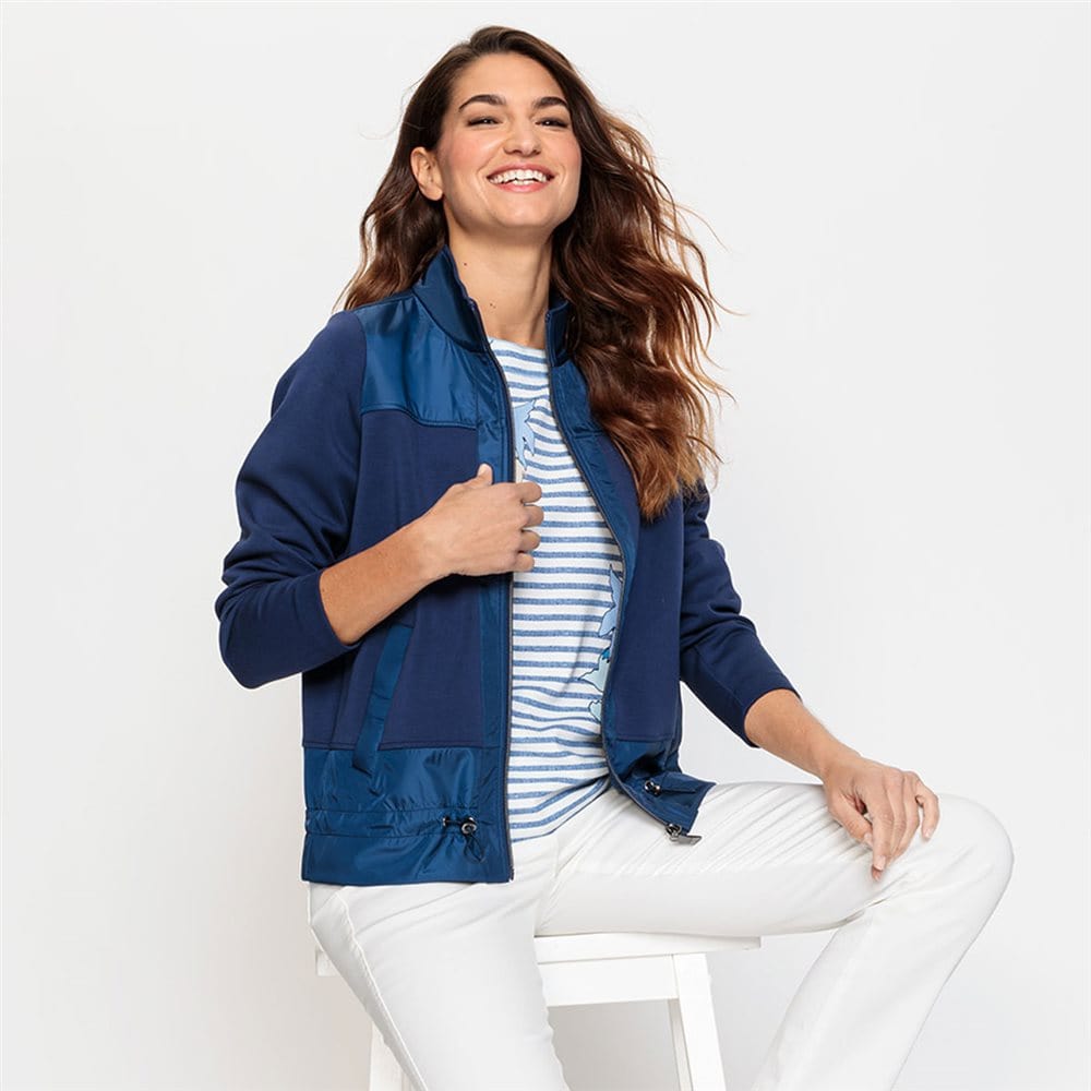 Olsen Jersey jacket with stand-up collar in Cora Fit
