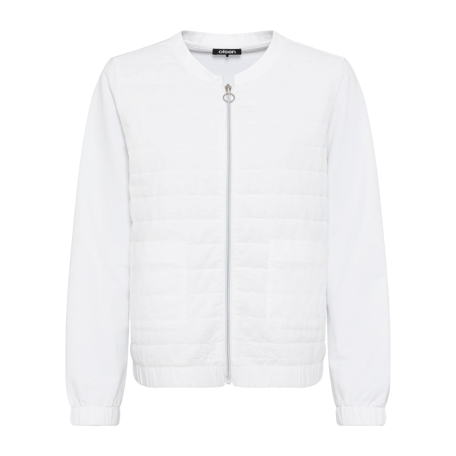 Olsen Jersey Style Jacket With Long Sleeves in Henny fit in White