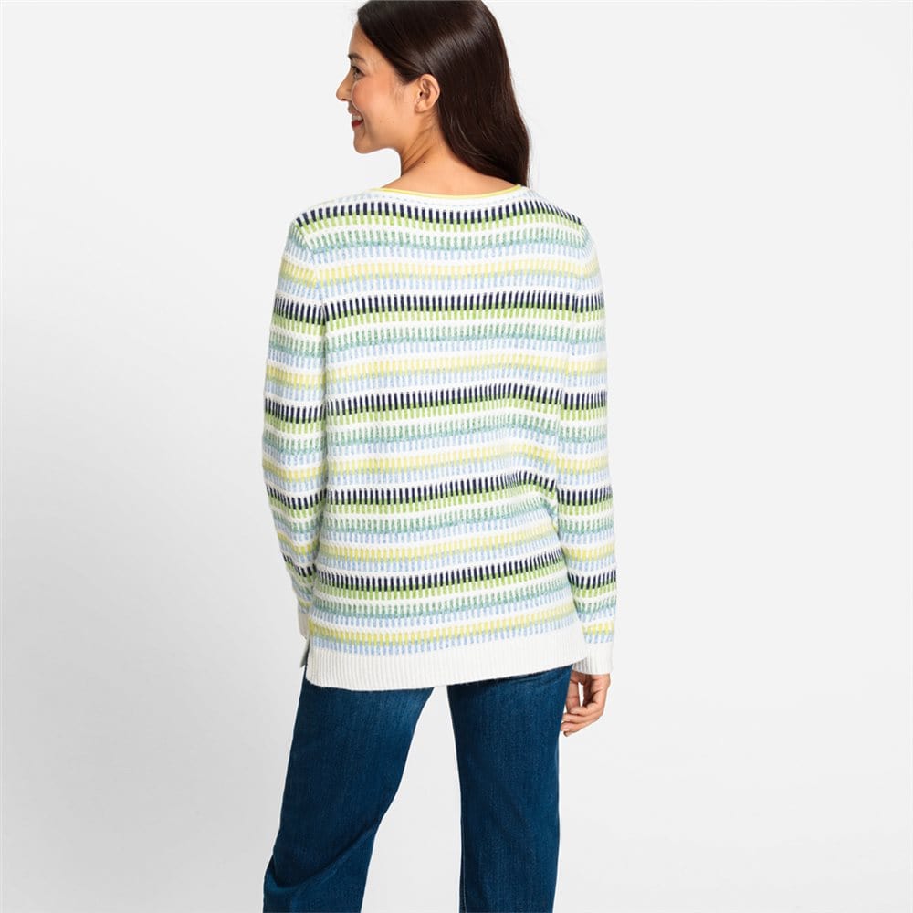 Olsen Jumper with horizontal stripes in Henny fit in Green