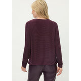 Olsen Keyhole Neckline Sparkle T-Shirt in Dark Wine