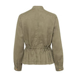 Olsen Linen Jacket With Long Sleeves Khaki