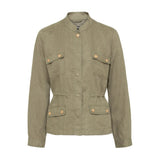 Olsen Linen Jacket With Long Sleeves Khaki