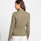 Olsen Linen Jacket With Long Sleeves Khaki