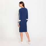 Olsen Nautical Style V-neck dress with long sleeves in Indigo