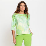 Olsen Patterned top with crew neck in Henny straight fit in Green
