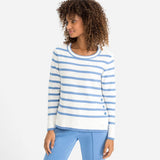 Olsen Round Neck Henny Fit Striped Jumper Blue