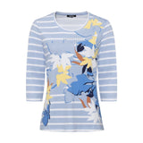 Olsen Round Neck Top With 3/4 Sleeves in Edda Fit