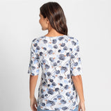 Olsen Round Neck Top With Floral Print in Edda Fit