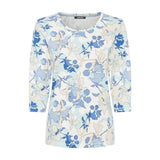 Olsen Round neck top with floral print in Edda fit