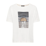 Olsen Sequin Motif Top in Cosima fit in White