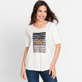 Olsen Sequin Motif Top in Cosima fit in White