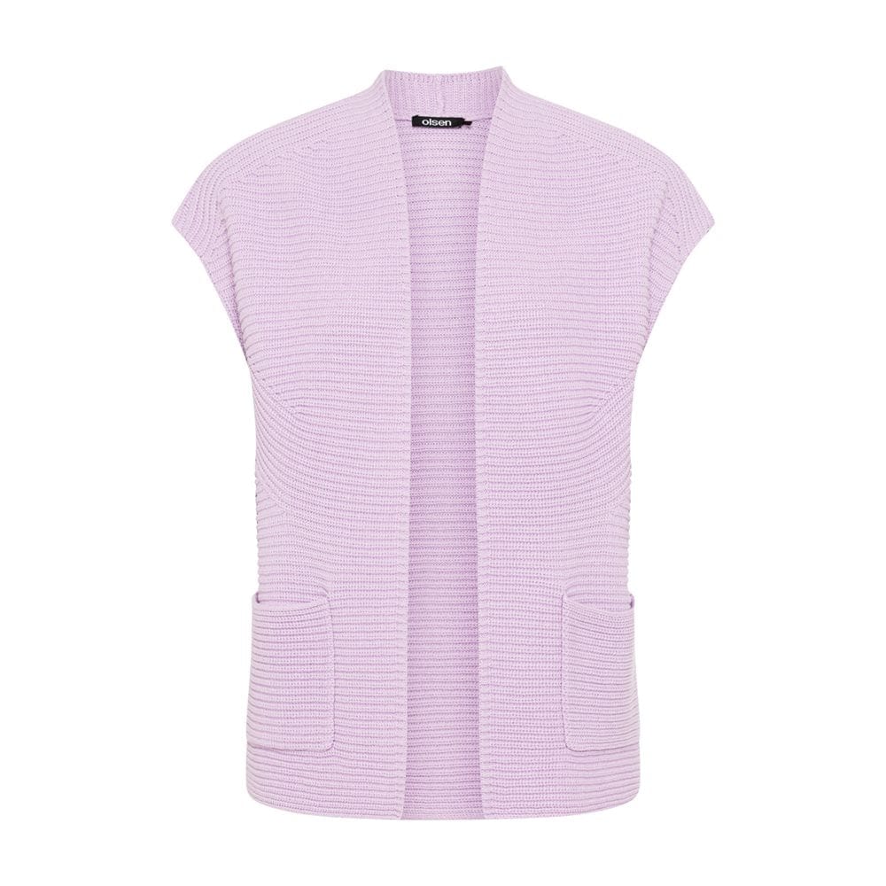 Olsen Slightly wider cut cardigan in Chloe fit with patch pockets in Lilac