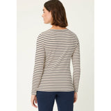 Olsen Stripe & Placement Print T-Shirt In Beige