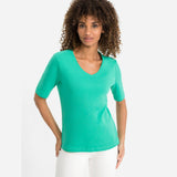 Olsen T-shirt V-Neck Vivid Green