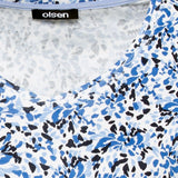 Olsen V-Neck Printed Top With 3/4 Sleeves in Edda Fit