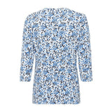 Olsen V-Neck Printed Top With 3/4 Sleeves in Edda Fit