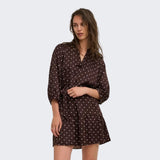 ONLY ONLALENA 3/4 Mini Short Dress In Deep Mahogany