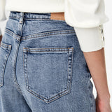 ONLY ONLJUICY High waist Wide Leg Fit Jeans In Medium Blue Denim 32 Length