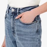 ONLY ONLJUICY High waist Wide Leg Fit Jeans In Medium Blue Denim 32 Length