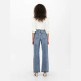 ONLY ONLJUICY High waist Wide Leg Fit Jeans In Medium Blue Denim 32 Length
