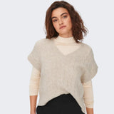 ONLY ONLMELODY Knitted Vest In Oatmeal