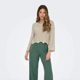 ONLY Onlnola Cropped Knitted Pullover Crochet In Grey Feather
