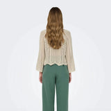 ONLY Onlnola Cropped Knitted Pullover Crochet In Grey Feather