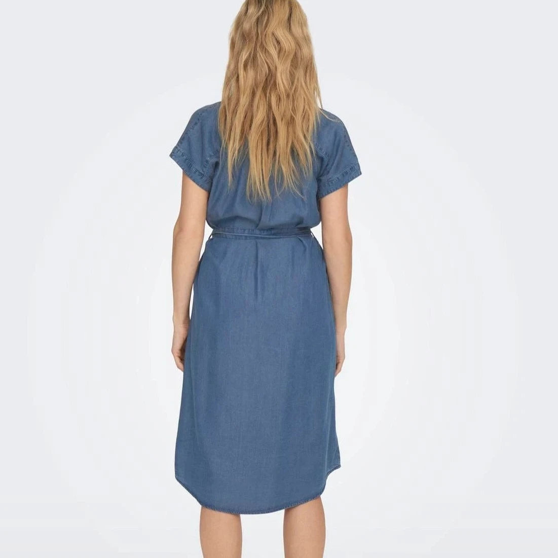 ONLY Short Sleeved Denim Dress in Dark Blue Denim