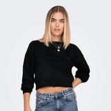 ONLY Onlpiumo Fluffy Short Knitted Pullover in Black