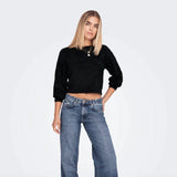 ONLY Onlpiumo Fluffy Short Knitted Pullover in Black