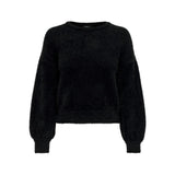 ONLY Onlpiumo Fluffy Short Knitted Pullover in Black