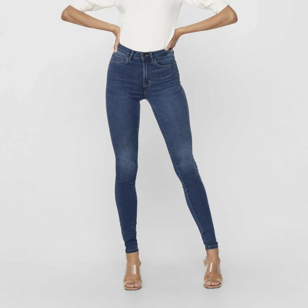 ONLY Onlroyal High Waisted Skinny Fit Jeans Leg 32 in Dark Blue Denim