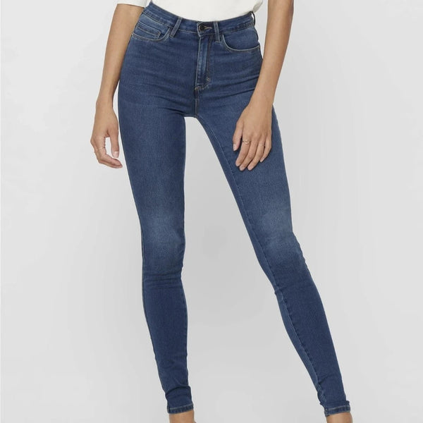 ONLY Onlroyal High Waisted Skinny Fit Jeans Leg 32 in Dark Blue Denim
