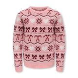 ONLY Kids Snowflake Christmas Jumper In Rose Elegance