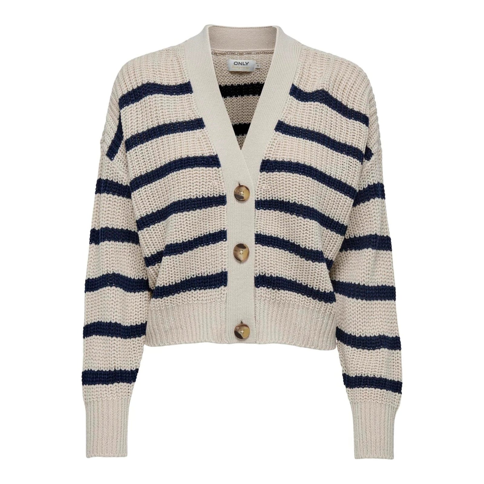 ONLY Knitted Cardigan with Stripes in Pumice Stone