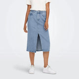 ONLY Midi Denim Skirt in Light Blue Denim