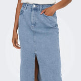 ONLY Midi Denim Skirt in Light Blue Denim