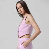 ONLY ONLALBA Short-Sleeve Waistcoat In Pastel Lavender