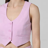 ONLY ONLALBA Short-Sleeve Waistcoat In Pastel Lavender