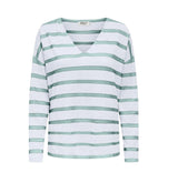 ONLY ONLAMALIO Knitted pullover in Green/Jadeite Stripe